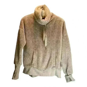 Mondetta Women's Beige Sherpa Fleece Cowl Neck Pullover Size M